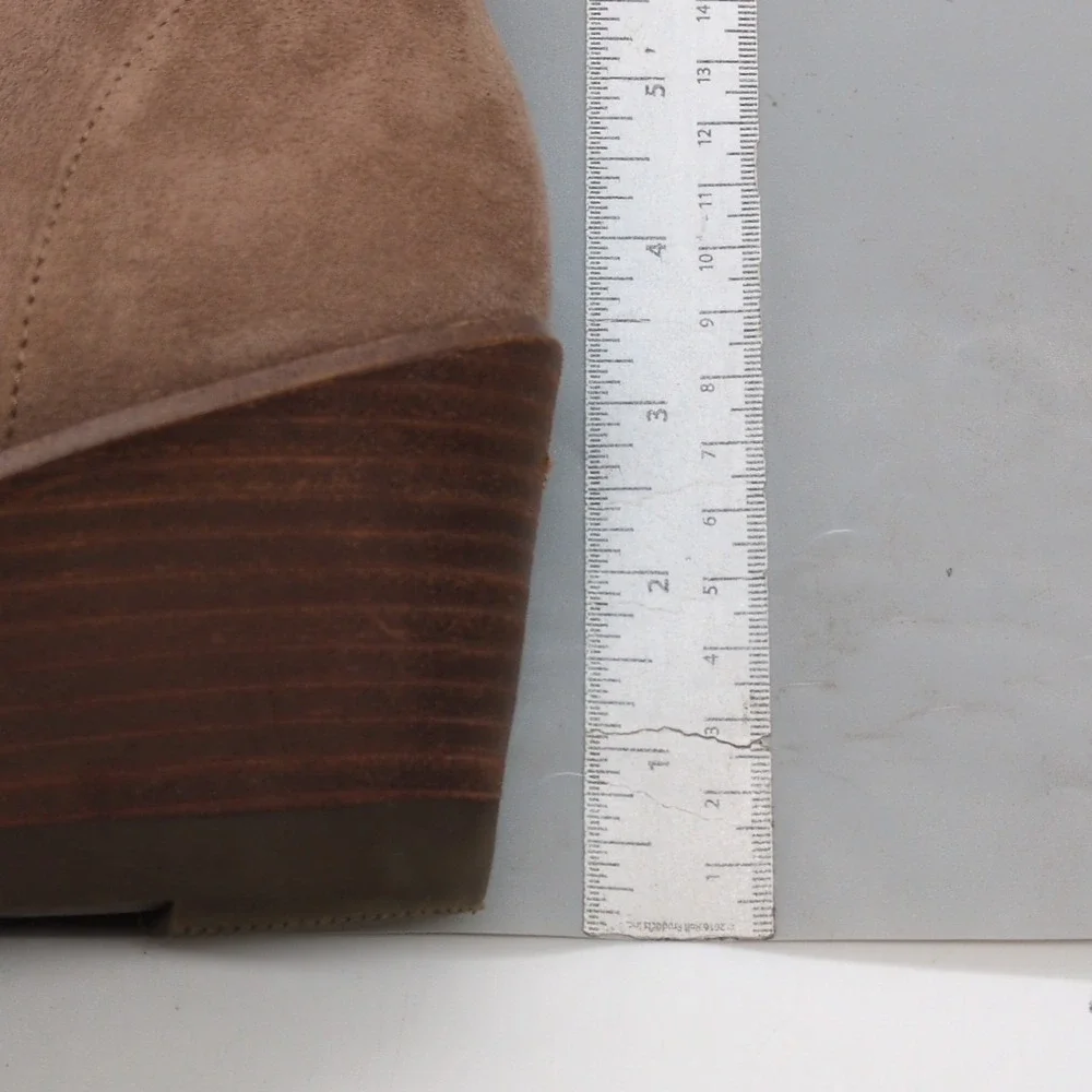 Dr. Scholl's Shoes Womens Nelly Brown 10 Ankle Boots Faux Suede Wedge Zip Laces